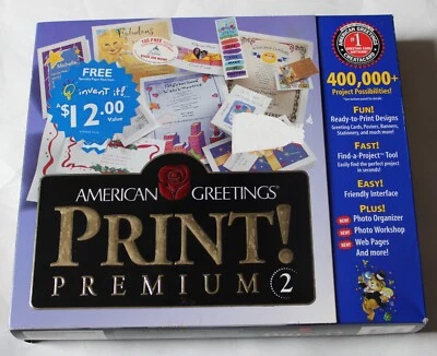 Broderbund American Greetings Print! Premium 2 Windows 98 NT Sealed - Image 1 of 4