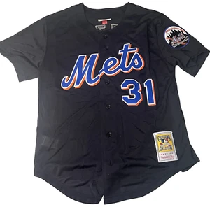 1999 Mike Piazza New York Mets MLB Alternate Black Jersey Mitchell and Ness 31 M - Picture 1 of 6