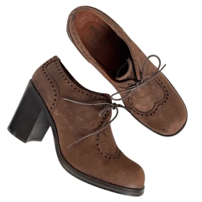 Botines Kickers Brogue Nubuck Para Mujer 40 EE. UU. 8 Marrón Con Cordones Tacones Gruesos Botas Foto 1 de 4