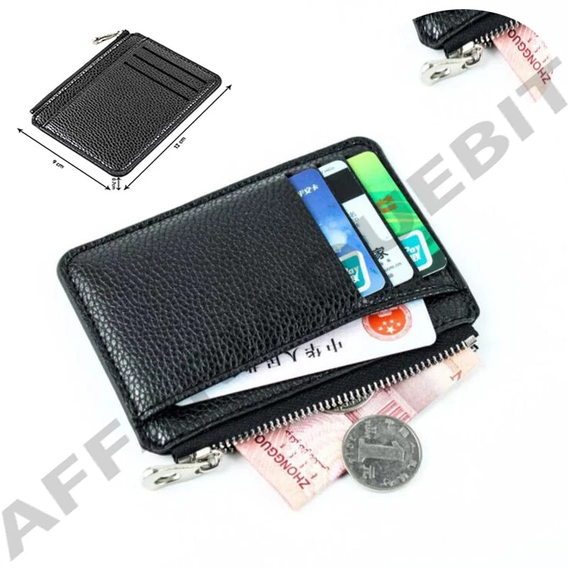 Portafoglio in pelle con zip monete porta carte di credito unisex 9 tasche - Immagine 1 di 1