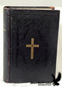 Religious Swedish Mini Psalmbok Psalm Book Leather Cover Cross Lutheran 1884 - Picture 1 of 6