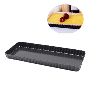 Carbon Steel Baking Pan Rectangular Tart Baking Pan Fluted Pizza Pan Dessert Pan - Picture 1 of 11