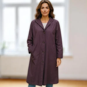 Gabardina London Fog para mujer 12 Reg ciruela forrada Y2K Corpcore chaqueta larga de lluvia - Imagen 1 de 24