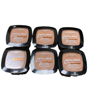 6PK- L'Oreal Paris INFALLIBLE 24H FRESH WEAR BRONZER 500 Dark, Soft Matte Finish - Image 1 of 2