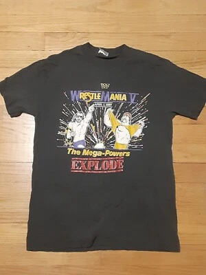 Camiseta De Colección WrestleMania V Mega Powers Hulk Hogan Macho Hombre WWF Talla Juvenil M Foto 1 de 4