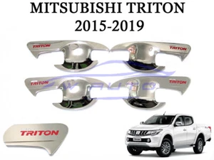 CHROME HANDLE BOWL INSERT 4 DOORS TRIM FOR MITSUBISHI TRITON L200 2015 - 2021 19 - Picture 1 of 4