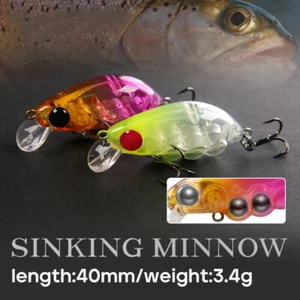 3.4g/40mm Sinking Minnow Lure Mini Slow Minnow Trout Bait Fishing Accessories - Picture 1 of 22