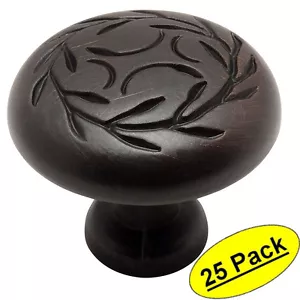 *Paquete de 25* Herrajes para gabinete Cosmas perillas de hoja de bronce frotadas con aceite #464ORB - Imagen 1 de 1
