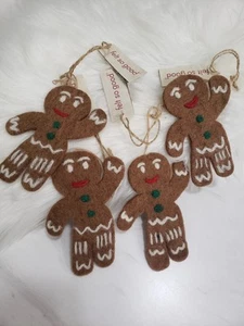 NEW FELTED WOOL GINGERBREAD MAN CHRISTMAS ORNAMENT FELT SO GOOD HANDMADE - Picture 1 of 7