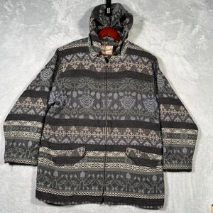 Vintage Woolrich Jacket Mens Large Gray Aztec Southwest Hooded Wool USA 90s Coat - Picture 1 of 7
