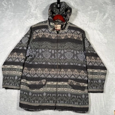 Vintage Woolrich Jacket Mens Large Gray Aztec Southwest Hooded Wool USA 90s Coat - Image 1 of 4