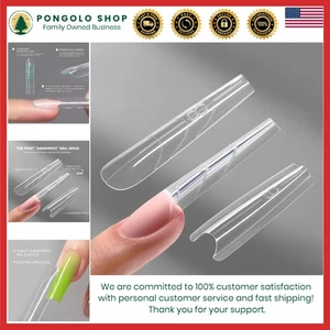 Unghie Sandwich Doppia Forme - 240pz Stampo per Unghie a Bara Lunga per Unghie Rapide - Foto 1 di 10