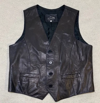 Vera Pelle Lavorazione Artigiana Leather Vest Mens Large Brown Made In Italy - Image 1 of 4