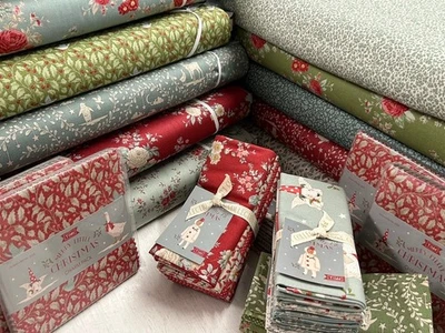 Tilda Merry Little Christmas 100% Baumwollstoff 1/4 Meter* Stechpalme Blumen Hirsch