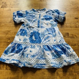 J.MARIE Blue White Floral Puff Sleeve Dress Size Large Celia B. - Picture 1 of 9