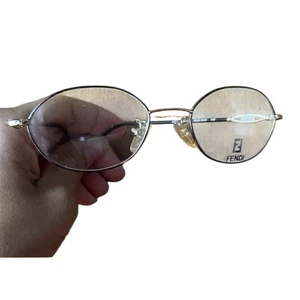 VTG Fendi Eyeglasses Gold Oval Frames Luxury Unisex F500 49-19-140 Black Swirl - Picture 1 of 13