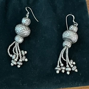 Ohrhänger Ohrringe 925 Sterling Silber graviert Handarbeit 2,75" groß aufwendig - Bild 1 von 8
