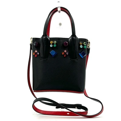 Bolso Bandolera Christian Louboutin Cabata Cuero Bolso de Hombro Negro Tachuelas Pequeño Foto 1 de 4