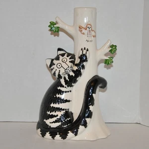 VTG B. Kliban Cat & Owl Ceramic Tree Bud Vase 8" Sigma TasteSetter Ceramic Japan - Picture 1 of 11