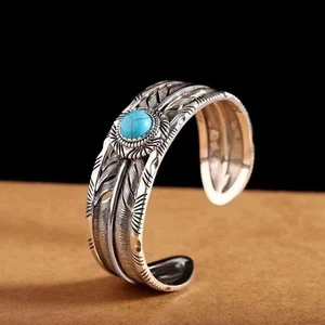 Bracciale uomo vintage aperto argento sterling 925 fatto a mano braccialetto ritorto - Foto 1 di 24