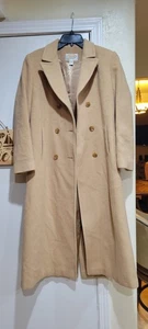 Vintage 90er Talbots 100 % Kamelhaar Damen Trench Pea Mantel zweireihig Gr. 4PETIT - Bild 1 von 13