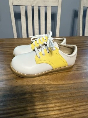 Footmates Yellow/White Saddle Shoes Cheer Size 10 Leather Boutique - Image 1 of 4