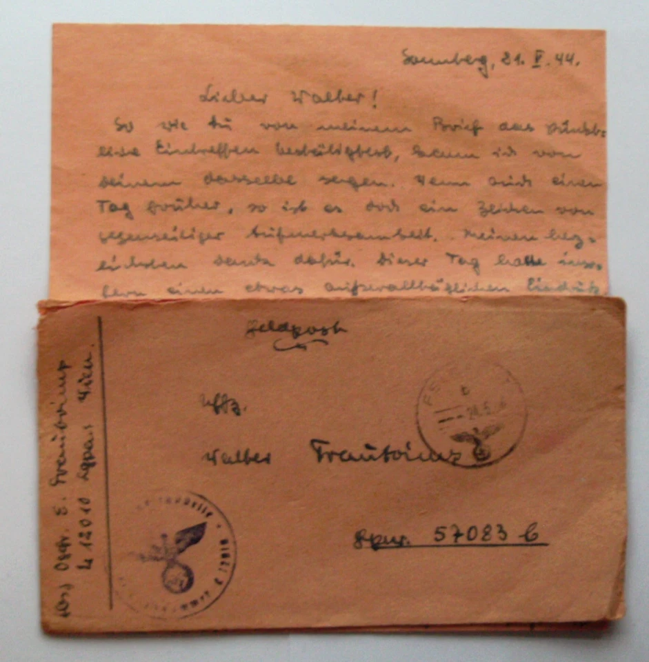 Feldpostbrief m. Inh. 1944 Ln. Rgt. 12 Süden an Panzerjäger Abt. 657 Niederlande - Bild 1 von 1