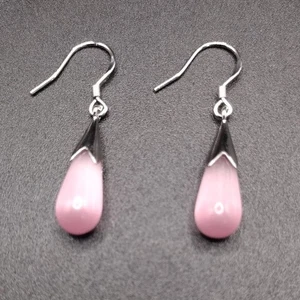 925 Sterling Silber Ohrringe Rosa Rosenquarz Träne BOHO Geburtstagsgeschenk - NEU! - Bild 1 von 6