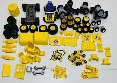 Lego Yellow Vehicle Car Truck Parts 119pc Bulk Lot Wheel Tire Steering Axle Hood - Image 1 of 4