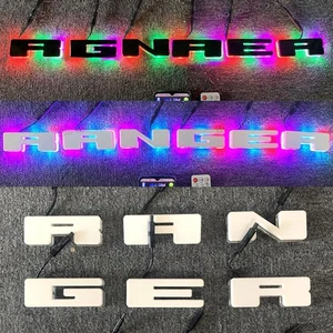 6pcs Letters Dream Chasing LED Lights for Car Front Grille Glow White/Black Case - Bild 1 von 13