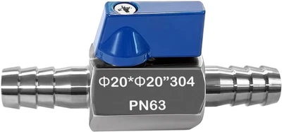 3/4” Hose ID Barb Ball Valve 304 Stainless Steel Mini Shut Off Valve for Wate... - Image 1 of 4