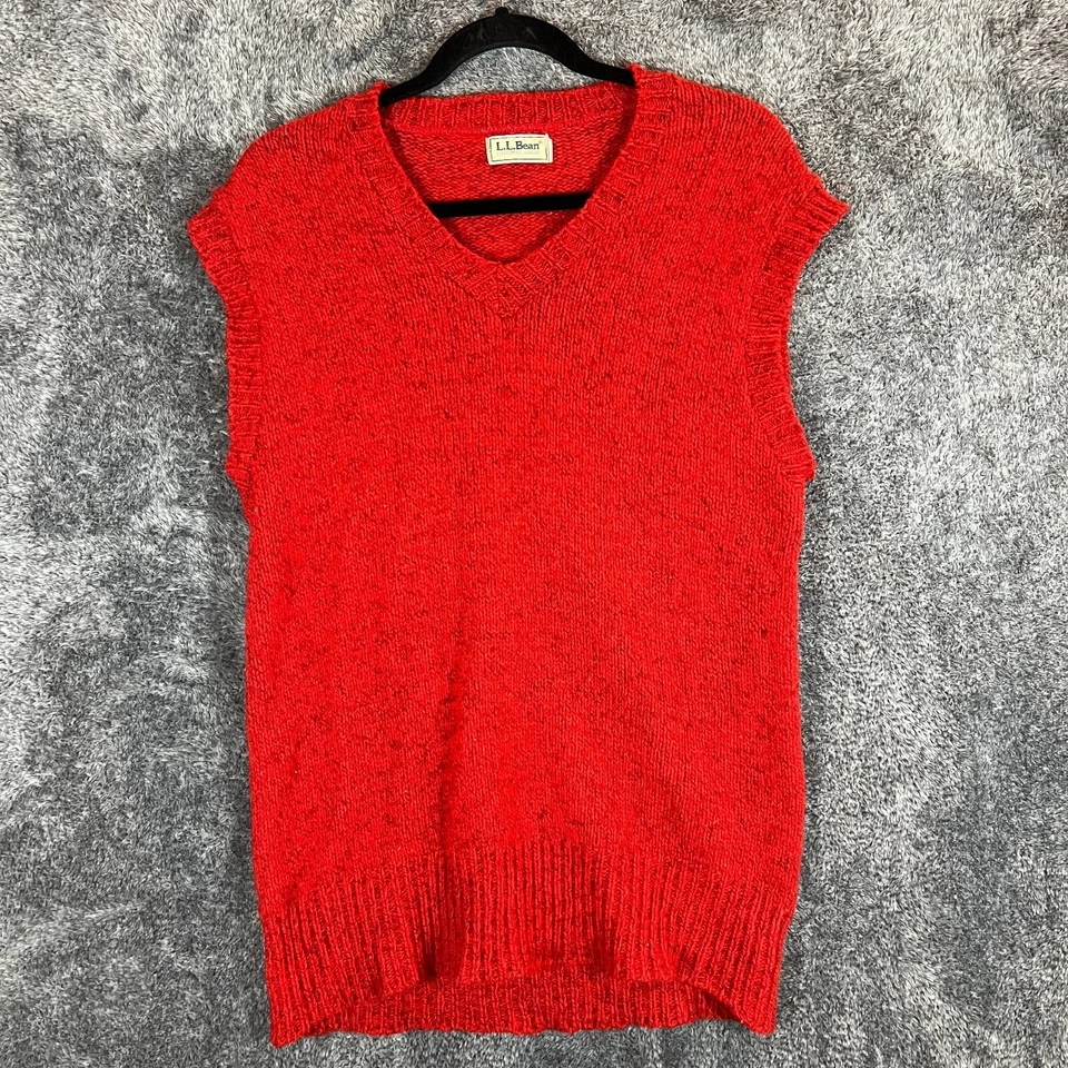 Chaleco LL Bean Para Hombres Grande Rojo Lana Nylon Mezcla De Colección Abuelo Retro Años 80 90 Tejido Foto 1 de 4