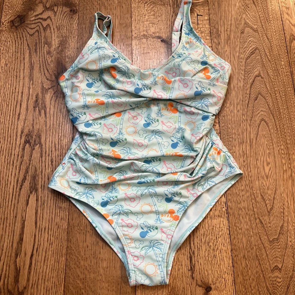 Disney Swimsuit Women's One-Piece Minnie Mouse Palm Tree Adjustable Strap, Sz. M - Image 1 of 4