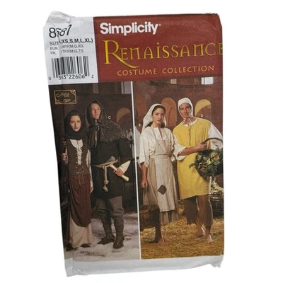 Simplicity 8587 Renaissance Pattern Men's & Women's Size XS - XL  Uncut Cosplay - Image 1 of 3