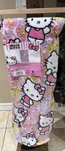 Hello Kitty Spring Flowers 50 x 70" Pink Blanket Purple "Calico" Silk Touch NWT - Picture 1 of 1