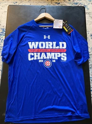 Chicago Cubs World Series 2016 Under Armour MLB T-Shirt Mens Large Blue NWT - Image 1 of 3