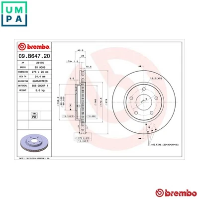 2x BRAKE DISC 09.B647.21 FOR DODGE ECE/ECD 2.0L EBA 1.8L ED3 2.4L ECN 2.0L 4cyl - Image 1 of 4