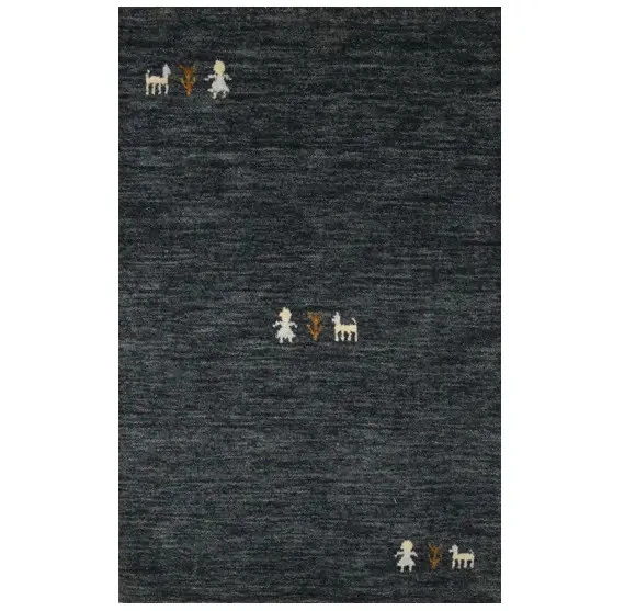 Gabbeh Modern Rug Tribal Small 2X3 Charcoal Handmade Entryway Bedroom Carpet - Image 1 of 4