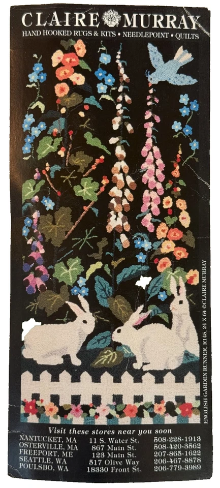 Claire Murray English Garden Runner Hooked Rug KIT Complete w/ Wool Yarn #CM145 - Image 1 of 4