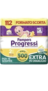 112 Pampers Progressi Mini+500 Punti Coccole Extra in Omaggio, Taglia 2 (3-6 Lo - Foto 1 di 8