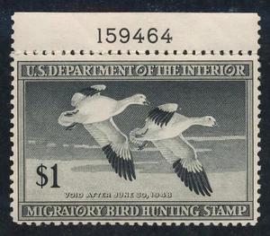 UNITED STATES (US) RW14 MINT F-VF NH PL# $1 SNOW GEESE - Picture 1 of 2