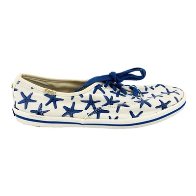 Womens 7 Keds Kate Spade Star Fish Sneakers Tennis Shoes Blue White Canvas - Image 1 of 4