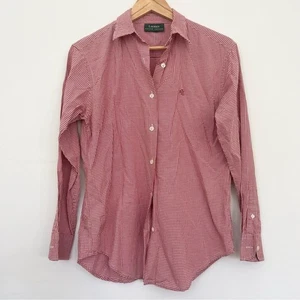 Ralph Lauren Red White Checkered Women’s Shirt Button Down Sz L/XL Classic Prep - Picture 1 of 7