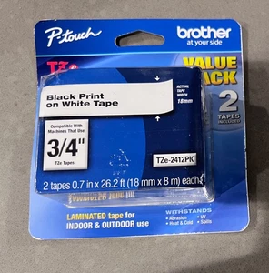 New Genuine Brother P-Touch TZe-231 2PK Black on White Tape - Picture 1 of 1