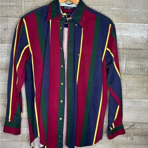 Camicia uomo Nautica media vintage anni 90 multicolore a righe con bottoni - Foto 1 di 4