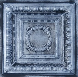 Grid System, 24" x 24", PVC Ceiling Tiles, ASIAGO Antique Silver Black, 33 Pcs - Picture 1 of 3