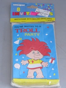 De colección Troll Trolls 1992 invitaciones de fiesta sin usar en paquete - Imagen 1 de 4