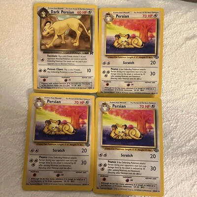 Set Of 4 Persian Pokemon Cards, 3 Jungle, 1 Team Rocket, Uncommon, Near Mint - Image 1 of 4
