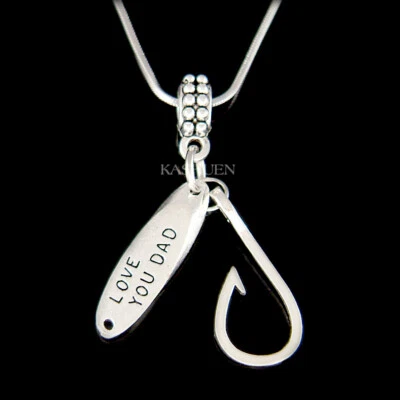 Collana Charm Per Papà Amante Della Pesca Regalo Per La Festa Del Papà - Immagine 1 di 4