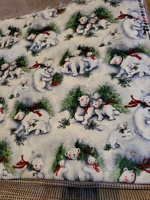 OOP Christmas Sewing Fabric Susan Winget 30x45" Polar Bear Love Cotton #CP32066 - Image 1 of 4